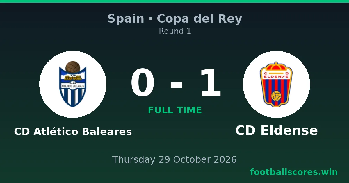 CD Atlético Baleares vs CD Eldense – Copa del Rey, 29 October 2026