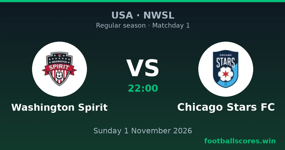 Washington Spirit vs Chicago Stars FC – NWSL, 1 November 2026