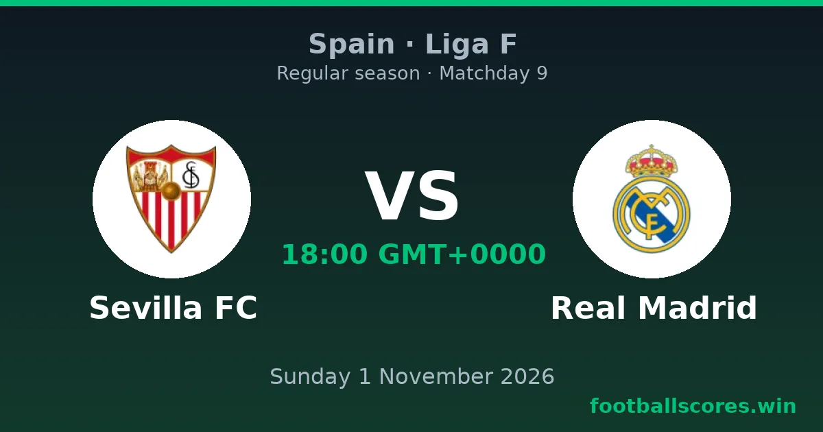 Sevilla FC vs Real Madrid – Liga F, 1 November 2026