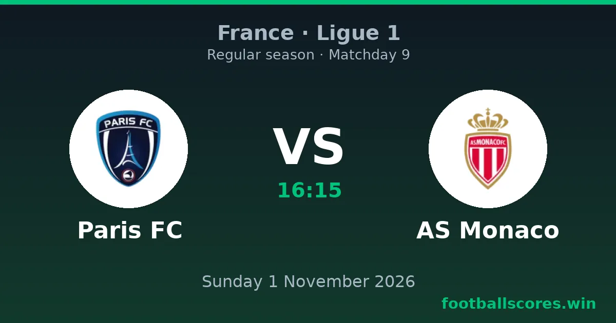 Paris FC vs AS Monaco – Ligue 1, 1 November 2026