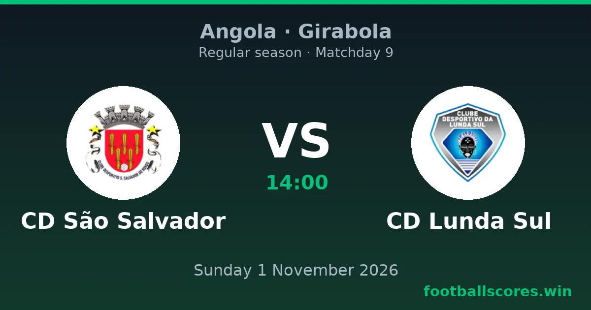 CD São Salvador vs CD Lunda Sul – Girabola, 1 November 2026