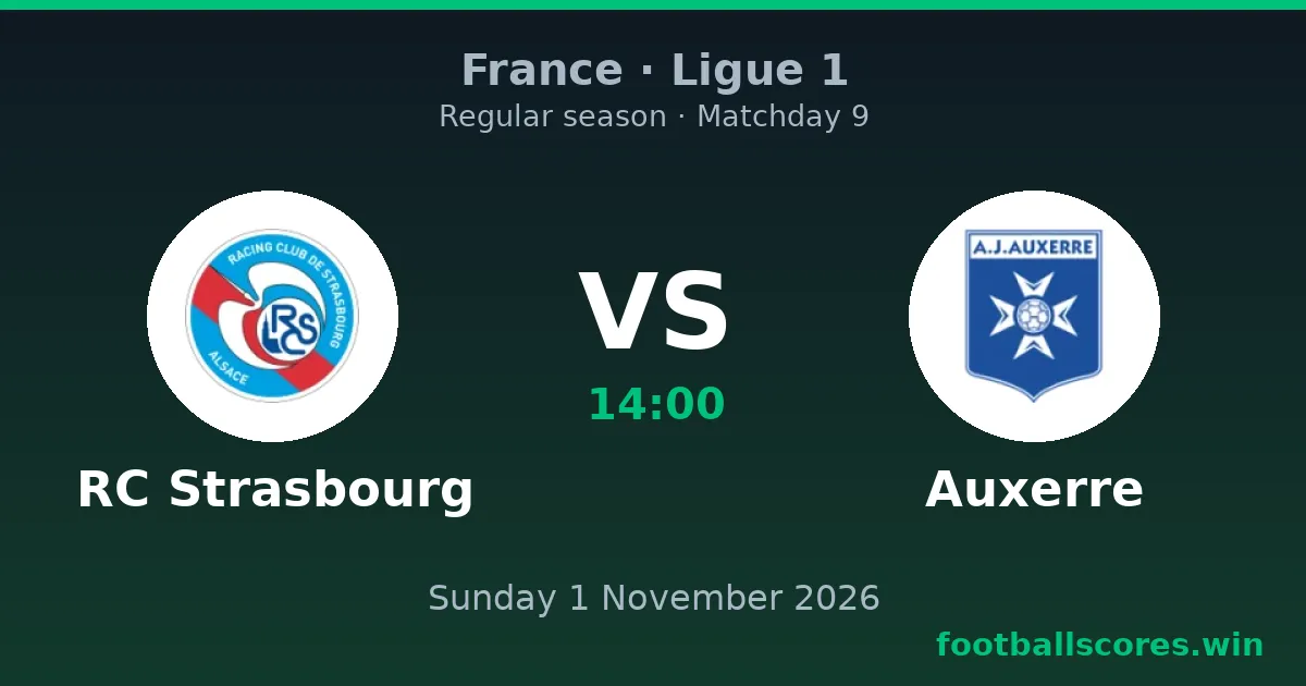 RC Strasbourg vs Auxerre – Ligue 1, 1 November 2026
