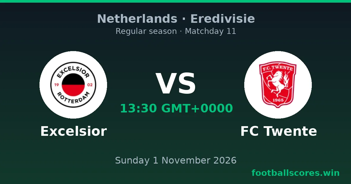 Excelsior vs FC Twente – Eredivisie, 1 November 2026