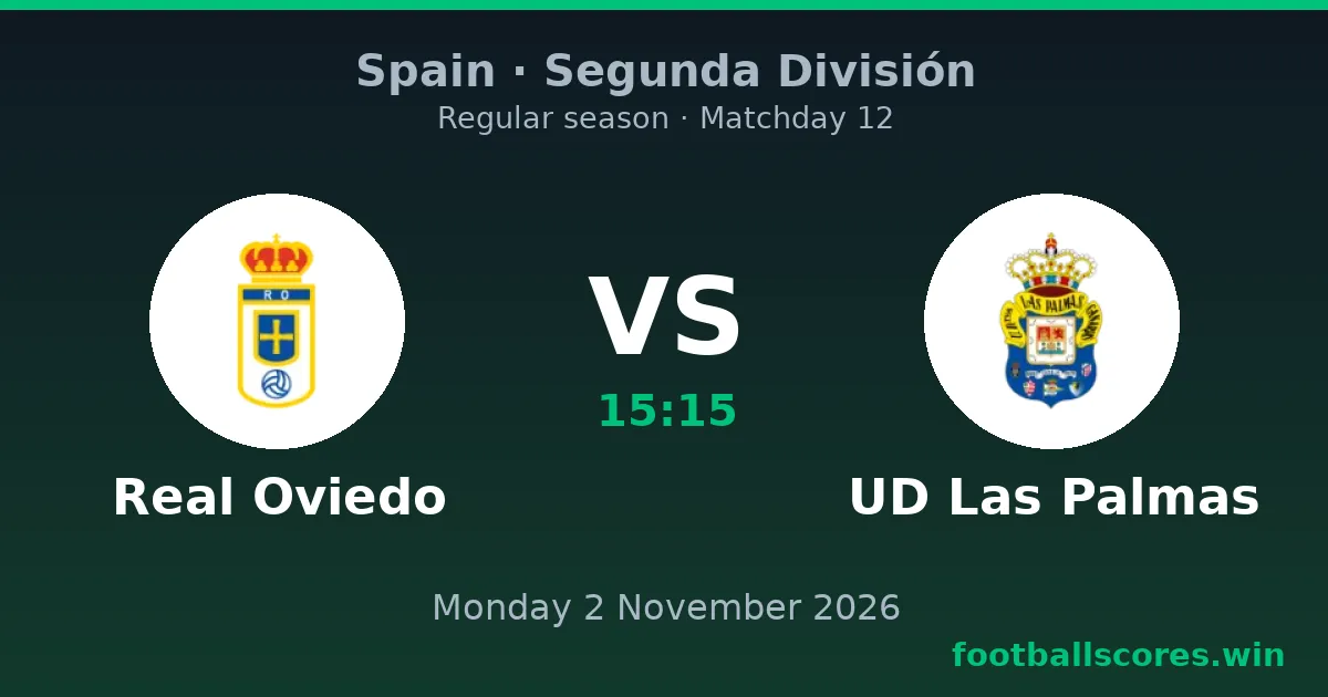 Real Oviedo vs UD Las Palmas – Segunda División, 2 November 2026