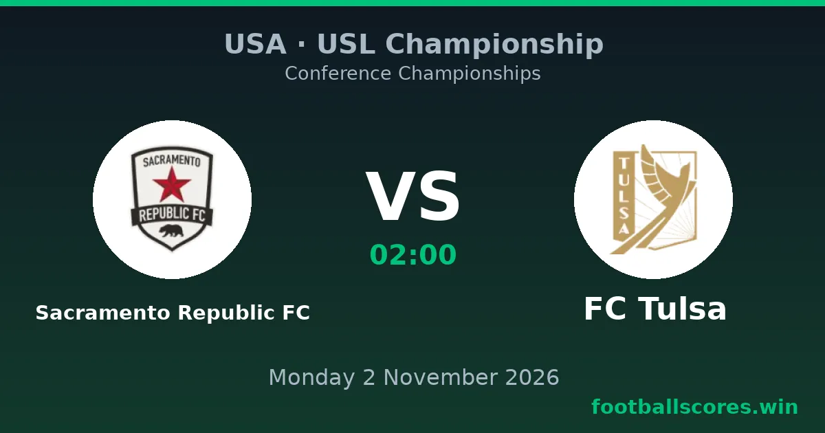 Sacramento Republic FC vs FC Tulsa – USL Championship, 2 November 2026
