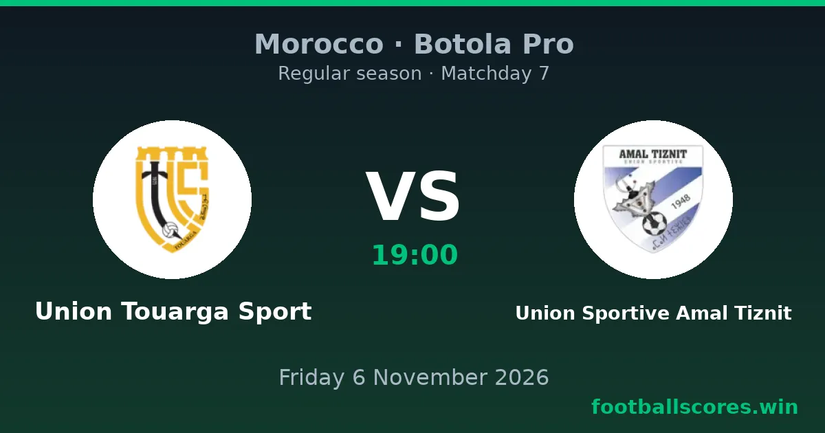 Union Touarga Sport vs Union Sportive Amal Tiznit – Botola Pro, 6 November 2026