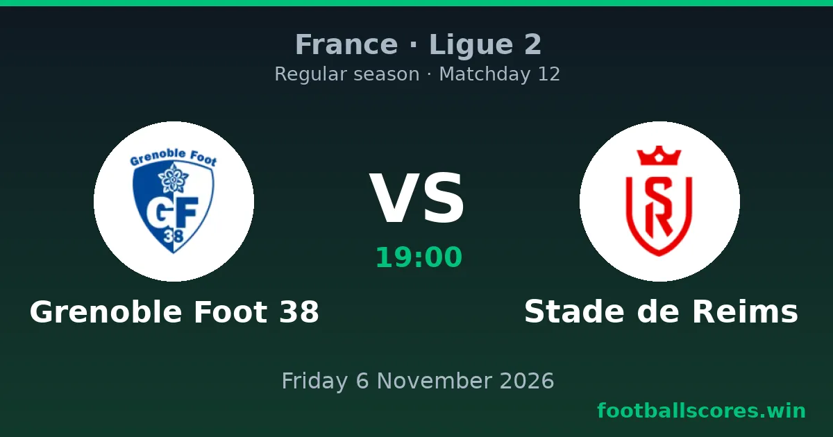 Grenoble Foot 38 vs Stade de Reims – Ligue 2, 6 November 2026