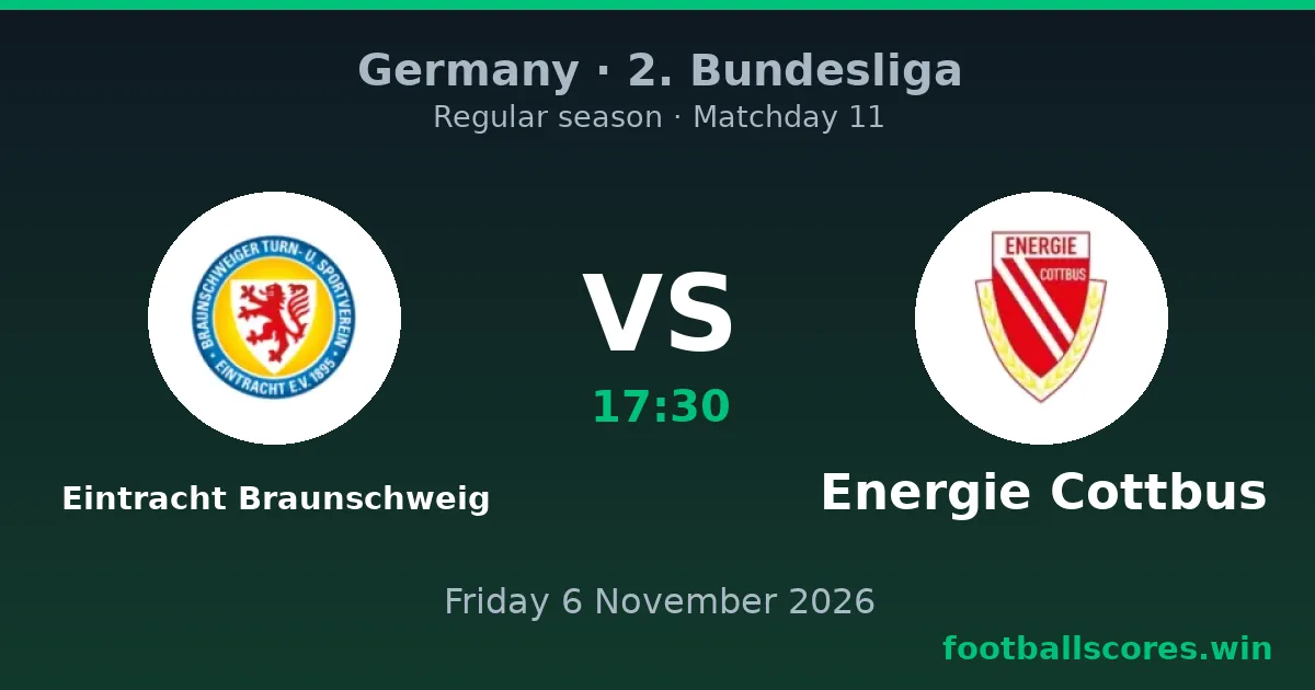 Eintracht Braunschweig vs Energie Cottbus – 2. Bundesliga, 6 November 2026