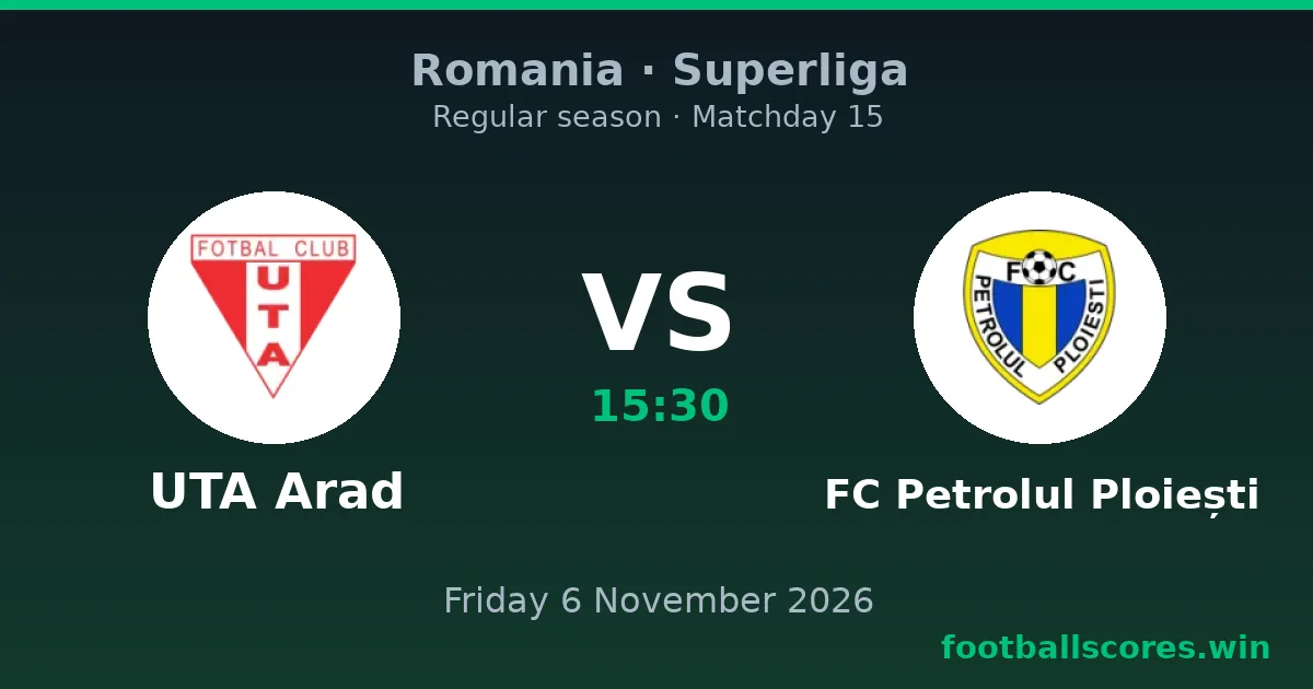 UTA Arad vs FC Petrolul Ploiești – Superliga, 6 November 2026