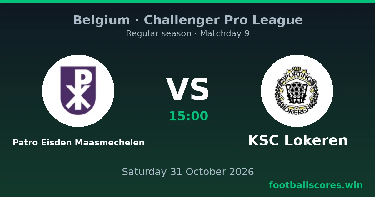 Patro Eisden Maasmechelen vs KSC Lokeren – Challenger Pro League, 31 October 2026