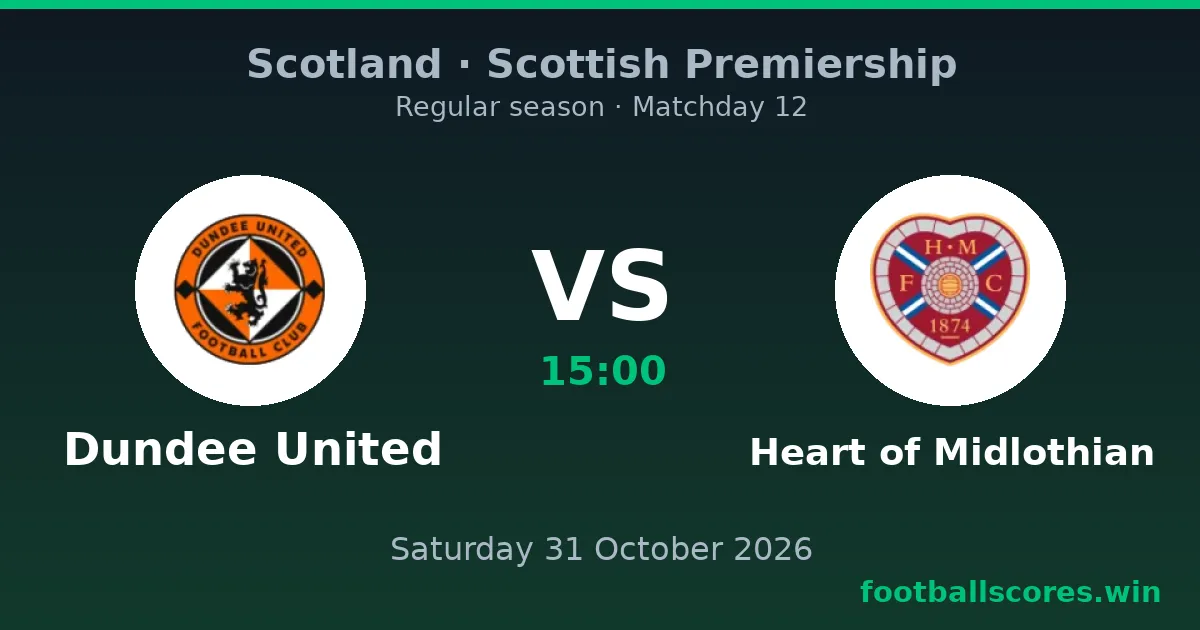 Dundee United vs Heart of Midlothian – Scottish Premiership, 31 October 2026